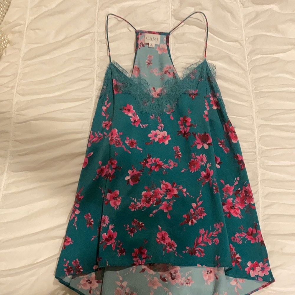 Cami NYC floral racerback silk tank size S